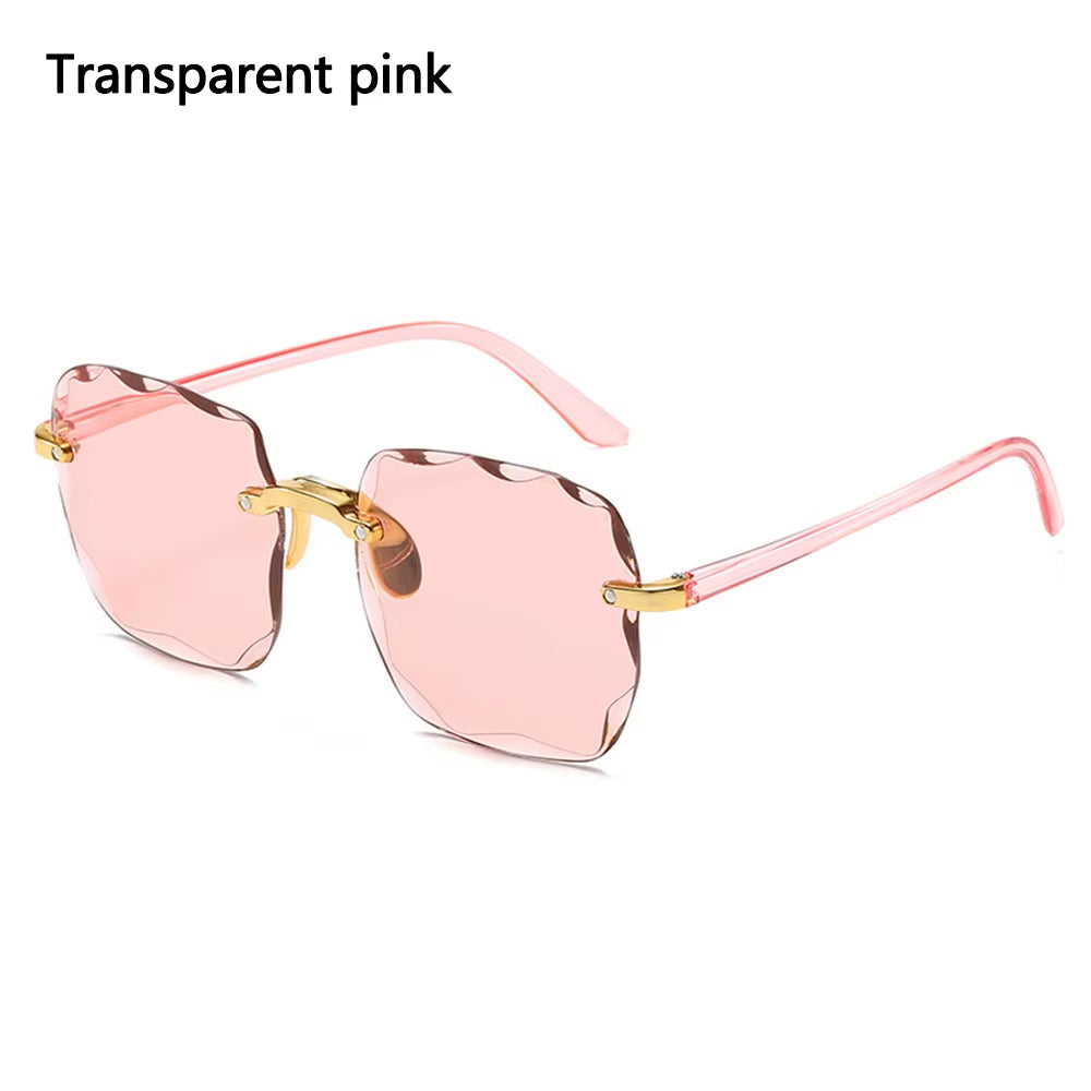 Trendy Rimless Rectangle Sunglasses Men Women 2024 Fashion New in Vintage Shades Eyewear Brand Design Ocean Lenses Sun Glasses