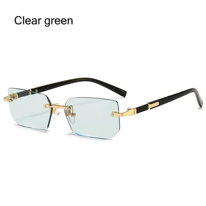 Trendy Rimless Rectangle Sunglasses Men Women 2024 Fashion New in Vintage Shades Eyewear Brand Design Ocean Lenses Sun Glasses